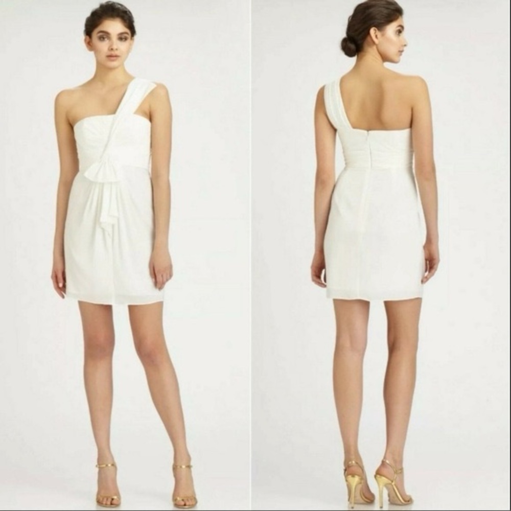 Bcbgmaxazria White One Shoulder Dress, Size 10